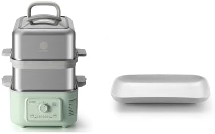 BUYDEEM G52 10.6 Quart Electric Food Steamer Bundle with CT1004 Ceramic Plate, White