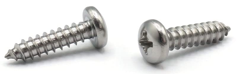 #10 x 2 1/2' Type AB Self-Tapping Screws/Phillips/Pan Head / 18-8 Stainless Steel / 750 Pc. Carton