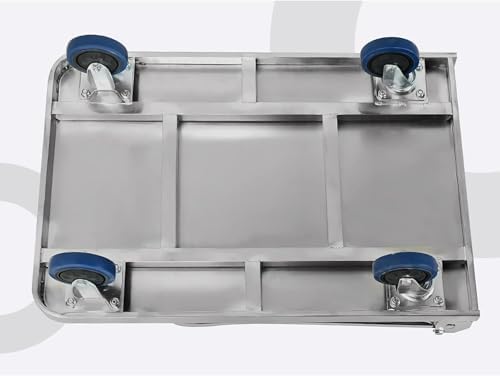 Heavy-Duty Flatbed Hand Cart with Foldable Handle - Thick Stainless Steel Platform for Easy Transport of Luggage, Tools & Appliances - Durable & Versatile Utility Trolley