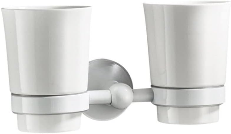 White Bathroom Hardware Accessories Brass Double Bath Towel Bar Toilet Brush Shelf Set WC Paper Roll Holder Shower Soap Dish,Double Cup Holder
