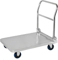 Heavy-Duty Flatbed Hand Cart with Foldable Handle - Thick Stainless Steel Platform for Easy Transport of Luggage, Tools & Appliances - Durable & Versatile Utility Trolley