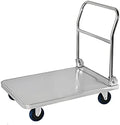 Heavy Duty Stainless Steel Flatbed Hand Truck, Foldable Handle Platform Cart for Luggage, Appliances & Equipment, High Capacity Transport Dolly, Sturdy Thick Panel, Perfect for Moving & Heavy Loads