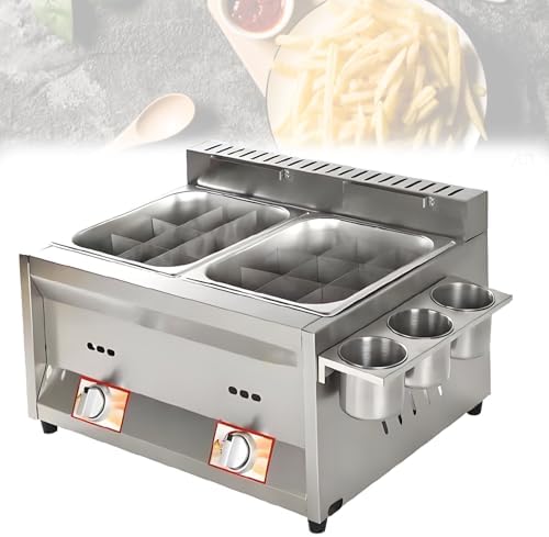 Commercial Twin-Basket Gas Fryer - Stainless Steel LPG Deep Fryer for Restaurants - Perfect for Fries, Donuts, Fish & More (Double Frying Capability)