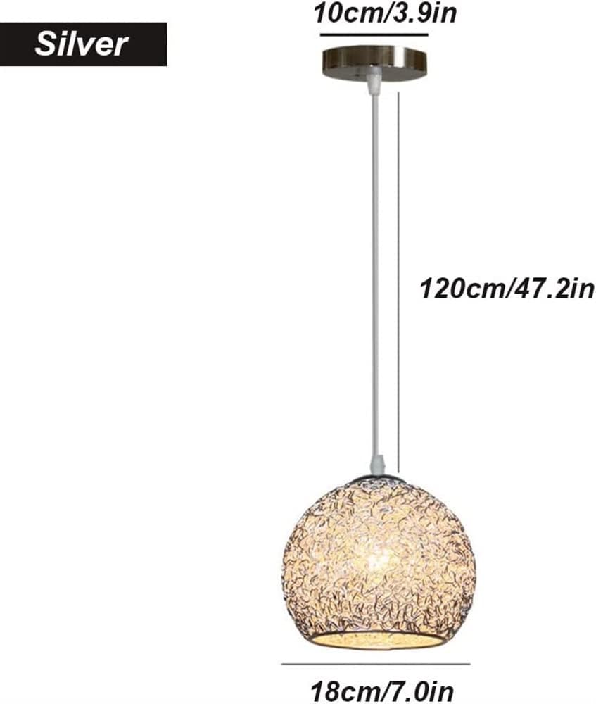 Chandelier Light for Living Room LED Chandelier Aluminum Wire Globe Lampshade Fixture Nordic Decor Hanging Light for Kitchen Island Dining Room Living Room Hallway (Silver)