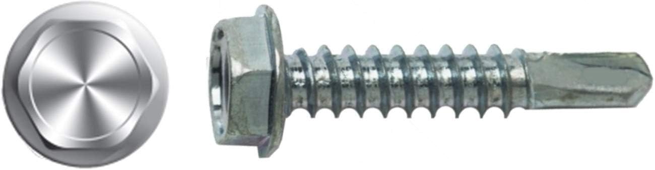 (2500) #12 X 1-1/2' Unslotted Hex Washer Head Self-Drilling Screw Zinc Plated DP3 Bulk Box