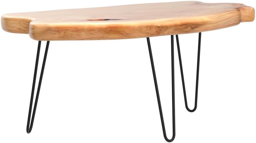 WELLAND Live Edge Cedar Wood Coffee Table with Metal Hairpin Legs 32.5' W x 17' D x 16' H for Living Room, Patio, Bedroom, Home Office