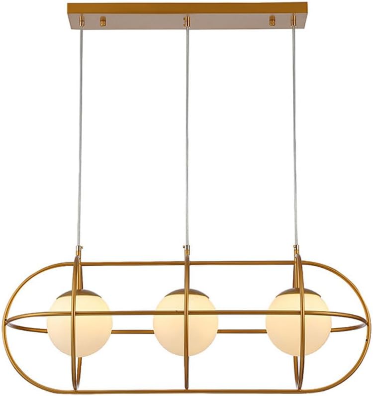 Modern Pendant Ceiling Lights 86CM Metal Cage Ceiling s Gold Chandeliers Vintage Globe Ball Light Fixture 3-Lights Suspension Chandelier for Kitchen Island