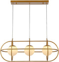 Modern Pendant Ceiling Lights 86CM Metal Cage Ceiling s Gold Chandeliers Vintage Globe Ball Light Fixture 3-Lights Suspension Chandelier for Kitchen Island