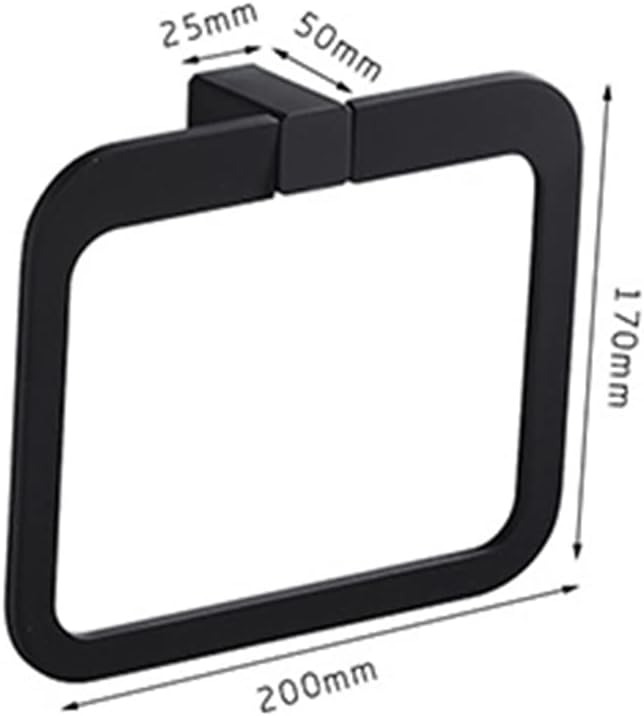 Bathroom Bath Towel Holder, Hand Towel Ring, Nordic Black Gold Square Towel Ring, Solid Towel Rack, Modern Style Towel Hanger, Hand Towel Holder，Black-A