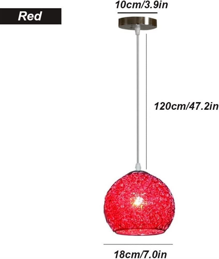 Chandelier Light for Living Room LED Chandelier Aluminum Wire Globe Lampshade Fixture Nordic Decor Hanging Light for Kitchen Island Dining Room Living Room Hallway (Red)