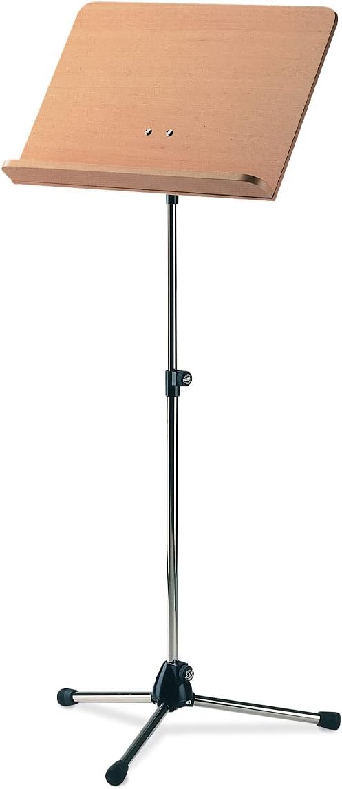 Konig & Meyer 11819-500-01 680mm to 1210mm Adjustable Orchestra Music Stand with Beech Wooden Desk - Nickel