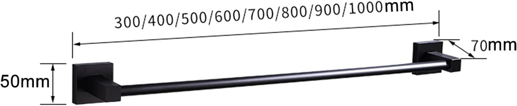 Towel Ring, Towel Rail for Bathroom, Bath Single Towel Rail,Square Aluminum Towel Bar Rail,Wall Mounted Towel Rod for Bathroom or Kitchen,Black 30cm-100cm/40cm (Size : 100cm)