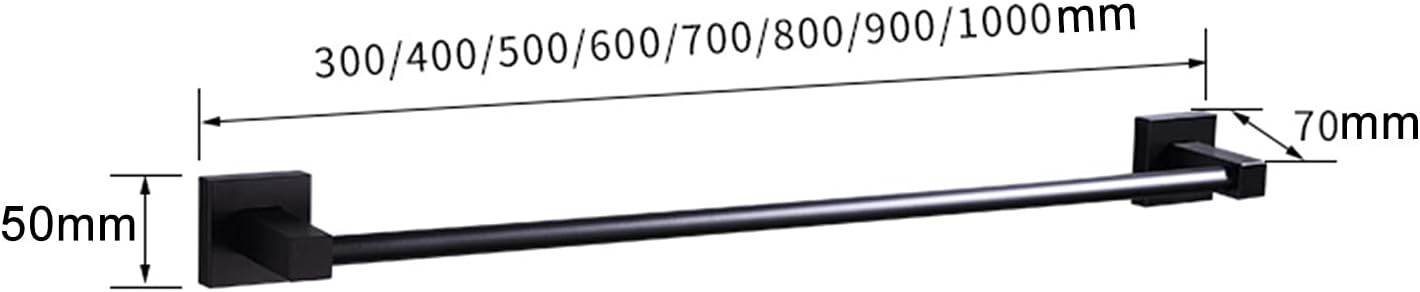 Towel Ring, Towel Rail for Bathroom, Bath Single Towel Rail,Square Aluminum Towel Bar Rail,Wall Mounted Towel Rod for Bathroom or Kitchen,Black 30cm-100cm/40cm (Size : 100cm)