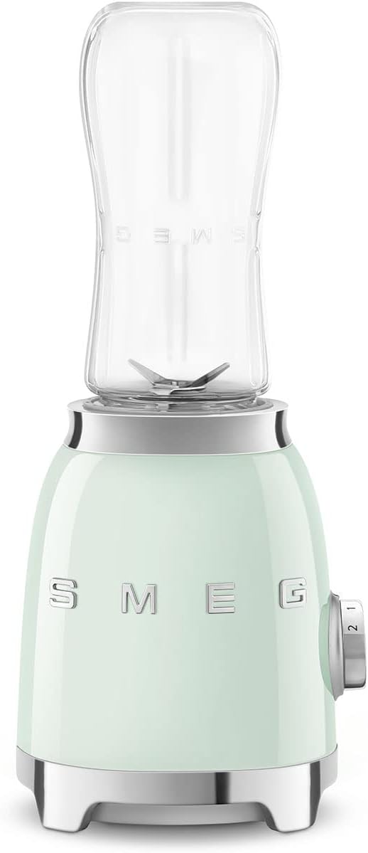 SMEG 50's Retro Style Personal Blender with Backlit Knob and Two BPA 600 ML Free bottles PBF01PGUS Pastel Green