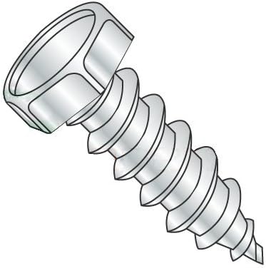 #14-10 x 2' Self Tapping Screws - Sheet Metal Screws, Type A, Steel, Zinc Plating, Indented Hex Head, Unslotted (Quantity: 900 pcs)