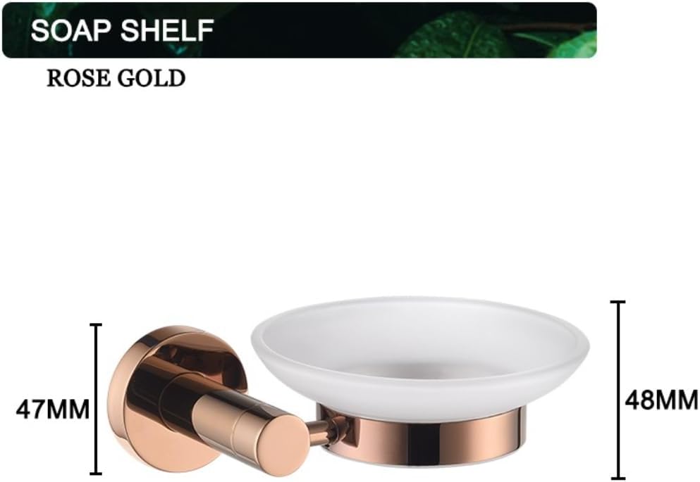 Rose Gold 304 Stainless Steel Wall-Plated Towel Stick Toilet Bathroom Robe Soap Dishwasher Hand Bathroom Set(Soap Dish)