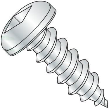 #10-12 x 2 1/2' Self Tapping Screws - Sheet Metal Screws, Type A, Steel, Zinc Plating, Pan Head, Square Drive (Quantity: 1000 pcs)
