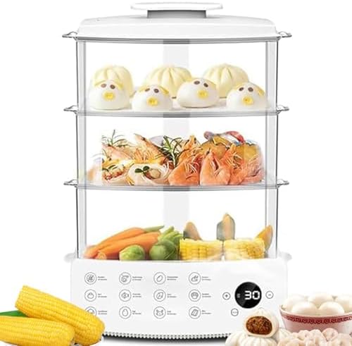 Electric Food Steamer - Multifunctional Cooking Appliance with Timer, Touch Screen, 24H Preset & Anti-Dry Burn Protection for Healthy Meals