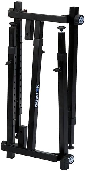 QUIK LOK - WS421 Multifunctional Heavy-Duty Workstand - Height and Width Adjustable Steel Frame for Keyboards, Digital Pianos, and Audio Mixers, Black