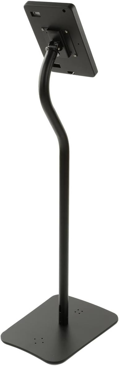 Displays2go Curved iPad Floor Stand, Rotating and Tilting Bracket, Exposed Home Button, Aluminum & Steel (Black)