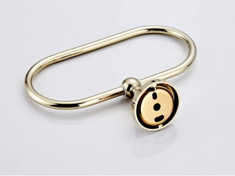 Bathroom Bath Towel Holder, Hand Towel Ring, Antique Towel Ring, Brass Wall Mounted Ellipse Kithen Washroom Bath Towel Holder Hanger Rack, Metal Vintage Hardware，Gold-A