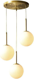 Pendant Lights for Living Room 3 Light Globe Modern Fixtures Farmhouse Pendant Lights for Kitchen Island Brushed Brass Finish Adjustable Hanging Chandelier Light Fixture for Bedroo