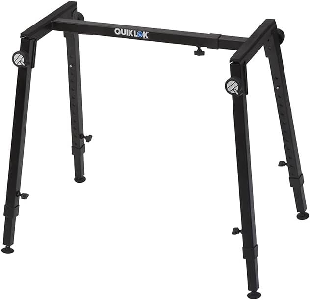 QUIK LOK - WS421 Multifunctional Heavy-Duty Workstand - Height and Width Adjustable Steel Frame for Keyboards, Digital Pianos, and Audio Mixers, Black