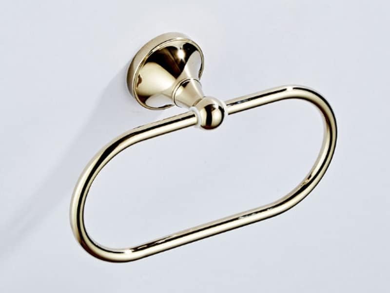 Bathroom Bath Towel Holder, Hand Towel Ring, Antique Towel Ring, Brass Wall Mounted Ellipse Kithen Washroom Bath Towel Holder Hanger Rack, Metal Vintage Hardware，Gold-A