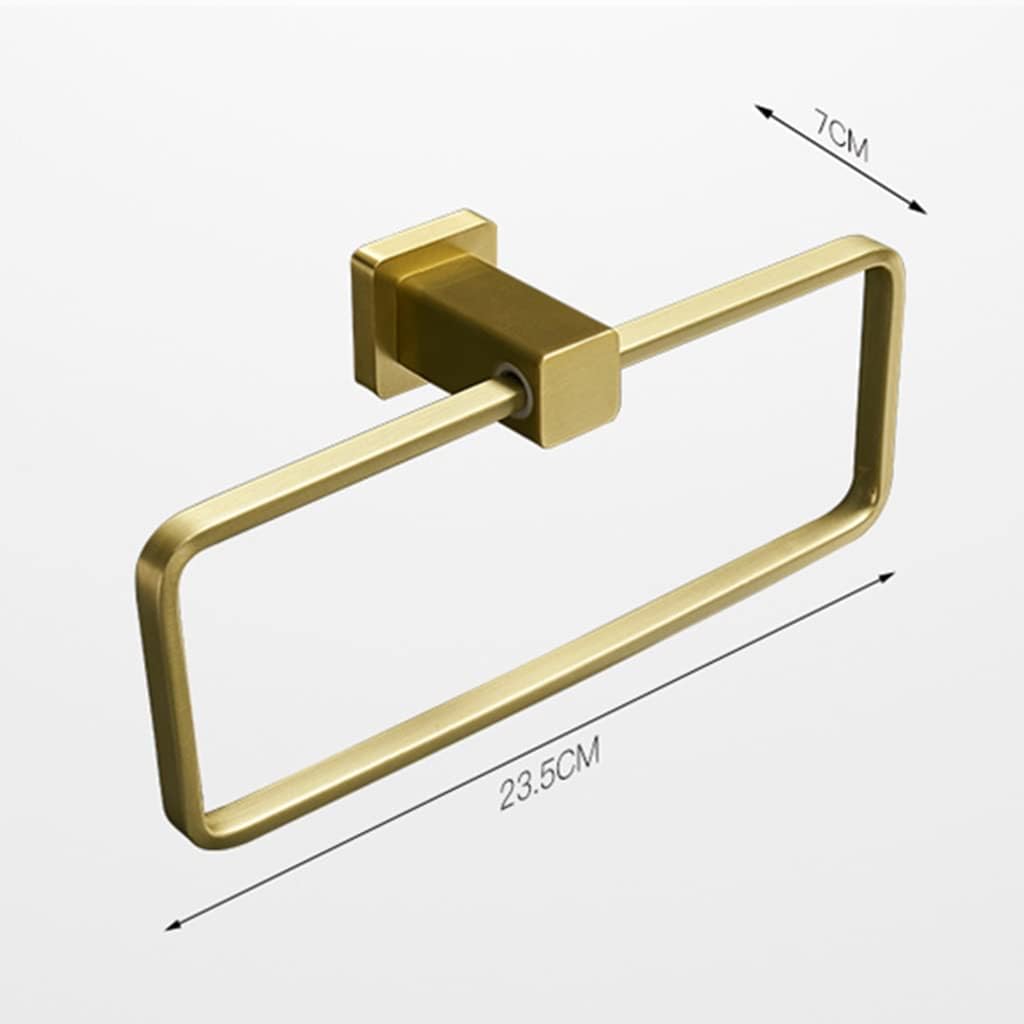 Bathroom Bath Towel Holder, Hand Towel Ring, Nordic Style Brushed Gold Towel Ring, Towel Rack, Towel Hanging, Wall Mounted Square Towel Bar