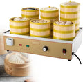 Commercial Electric Steamer, Stainless Steel Food Steaming Machine, 6-Hole Electric Bread Bun Warmer, High-Efficiency Kitchen Appliance (110V)