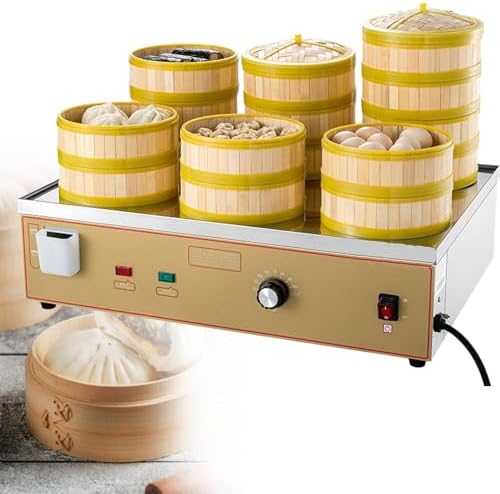 Commercial Electric Steamer - Stainless Steel Food Steaming Machine & Electric Bread Bun Warmer (6 Holes, 110V) - Ideal for Restaurants & Catering