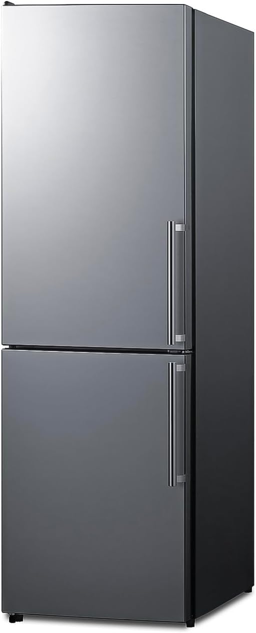Summit Appliance FFBF235PL 24' Wide Bottom Freezer Refrigerator, Energy Star, LED Lighting, Stainless Steel (LHD)