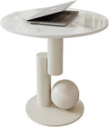 LITFAD Modern Stone Coffee Table with Abstract Metal Base Living Room Table Center Table for Home Furniture - White 19.7' L x 19.7' W x 19.7' H