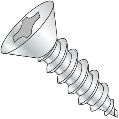 #14-10 x 2' Self Tapping Screws - Sheet Metal Screws, Type A, Steel, Zinc Plating, Flat Head, Phillips Drive (Quantity: 1700 pcs)