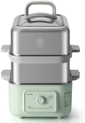 BUYDEEM G52 10.6 Quart Electric Food Steamer Bundle with CT1004 Ceramic Plate, White