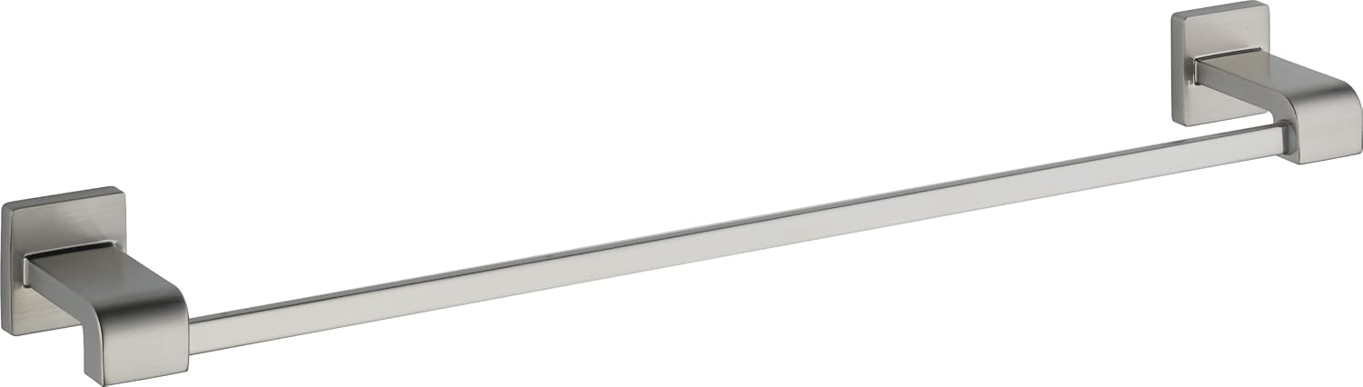 Delta 77524-SS Ara 24-in Wall Mount Towel Bar Bath Hardware & 77546-SS Ara Wall Mount Square Closed Towel Ring Bath Hardware & 77535-SS Ara Single Towel Hook Bath Hardware Accessory