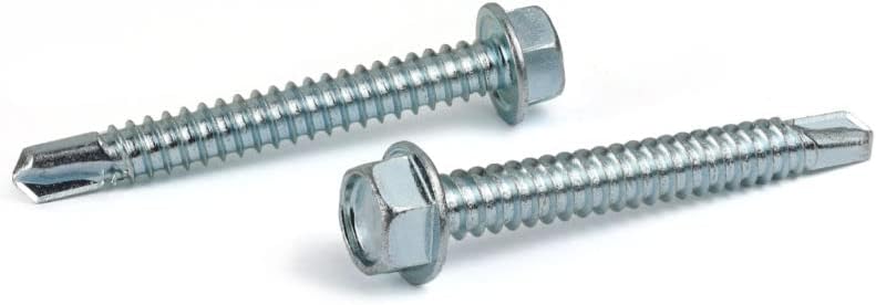 #12 x 3' Self-Drilling Screws/Unslotted/Hex Washer Head/Steel/Zinc / 1,000 Pc. Carton