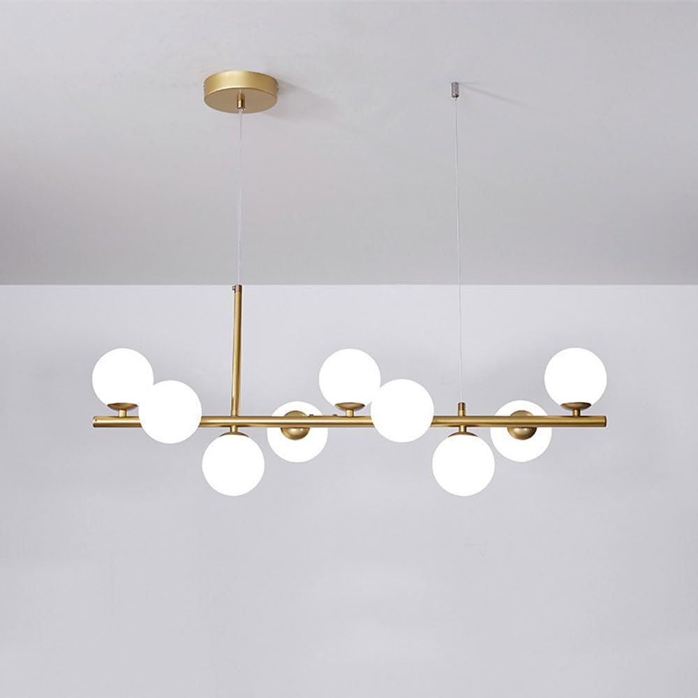 Modern Pendant Ceiling Lights 9 Lights Chandeliers Gold Semi Fixture Close to with White Globe Glass s for Living Room Dining Room Kitchen Lighting
