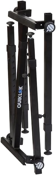 QUIK LOK - WS421 Multifunctional Heavy-Duty Workstand - Height and Width Adjustable Steel Frame for Keyboards, Digital Pianos, and Audio Mixers, Black