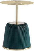 Manhattan Comfort Anderson Modern 15.75' Round End Tables 1.0 - Elegant Leatherette Upholstered Base with Pleated Design & Gold Steel Tabletop, Fully Assembled Accent Furniture, Set of 1, Green