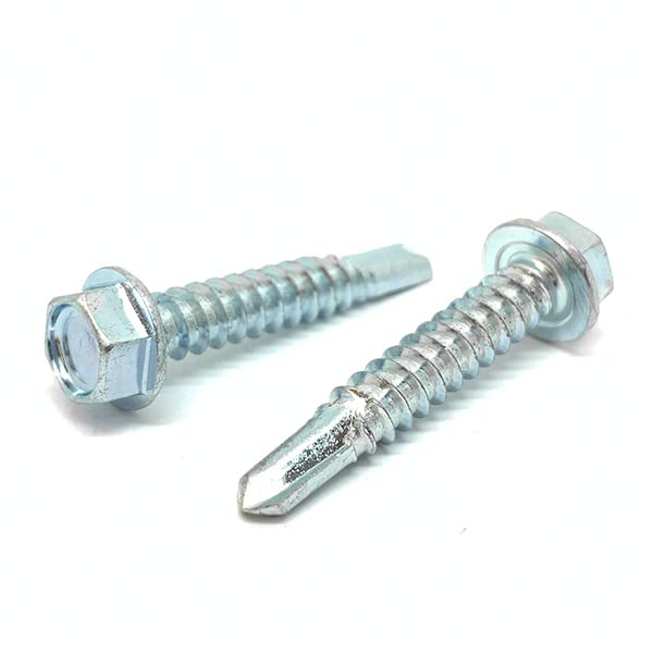 (375 Pieces) 1/4-14x1-3/4'Unslotted Hex Washer Self Drilling Screws Zinc