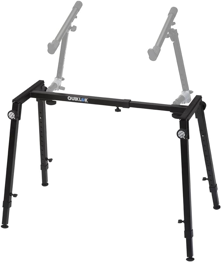 QUIK LOK - WS421 Multifunctional Heavy-Duty Workstand - Height and Width Adjustable Steel Frame for Keyboards, Digital Pianos, and Audio Mixers, Black
