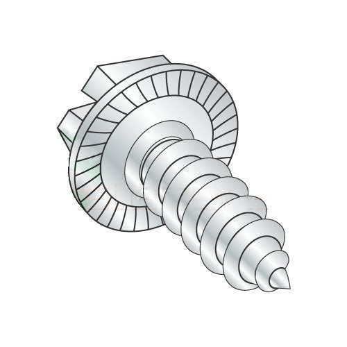 #14 x 1 1/4' Type AB Self-Tapping Screws/Slotted/Serrated Hex Washer Head/Steel/Zinc/Serrations Under Head (Carton: 1,500 pcs)