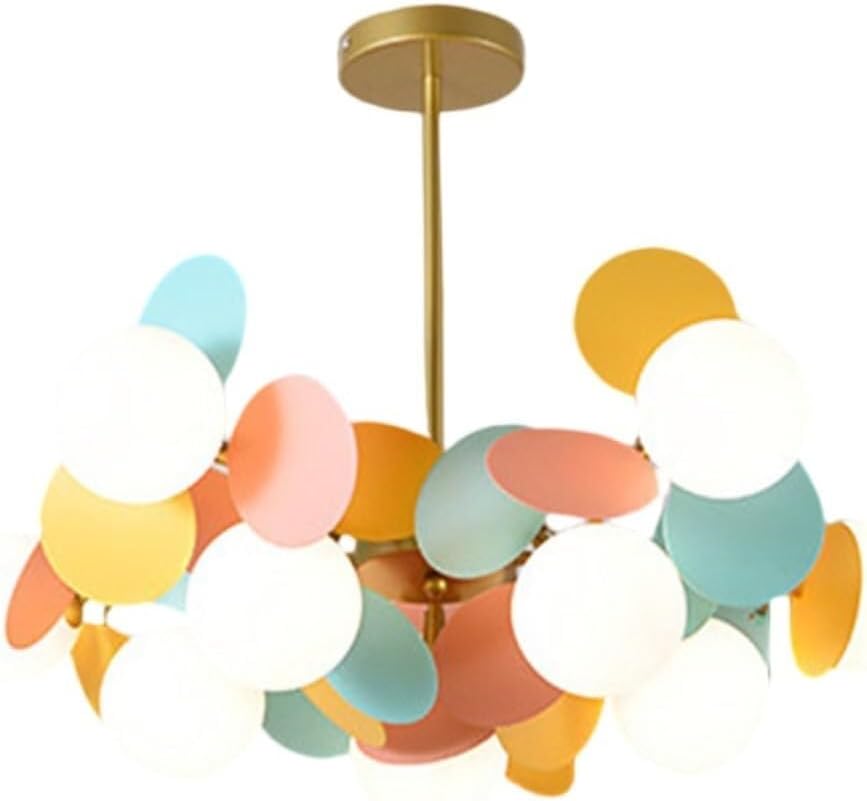 Pendant Lights 8-Lights Chandelier with White Globe Glass Shade Gold Chandelier Adjustable Height Metal Fixture for Living Room(9 Lights)