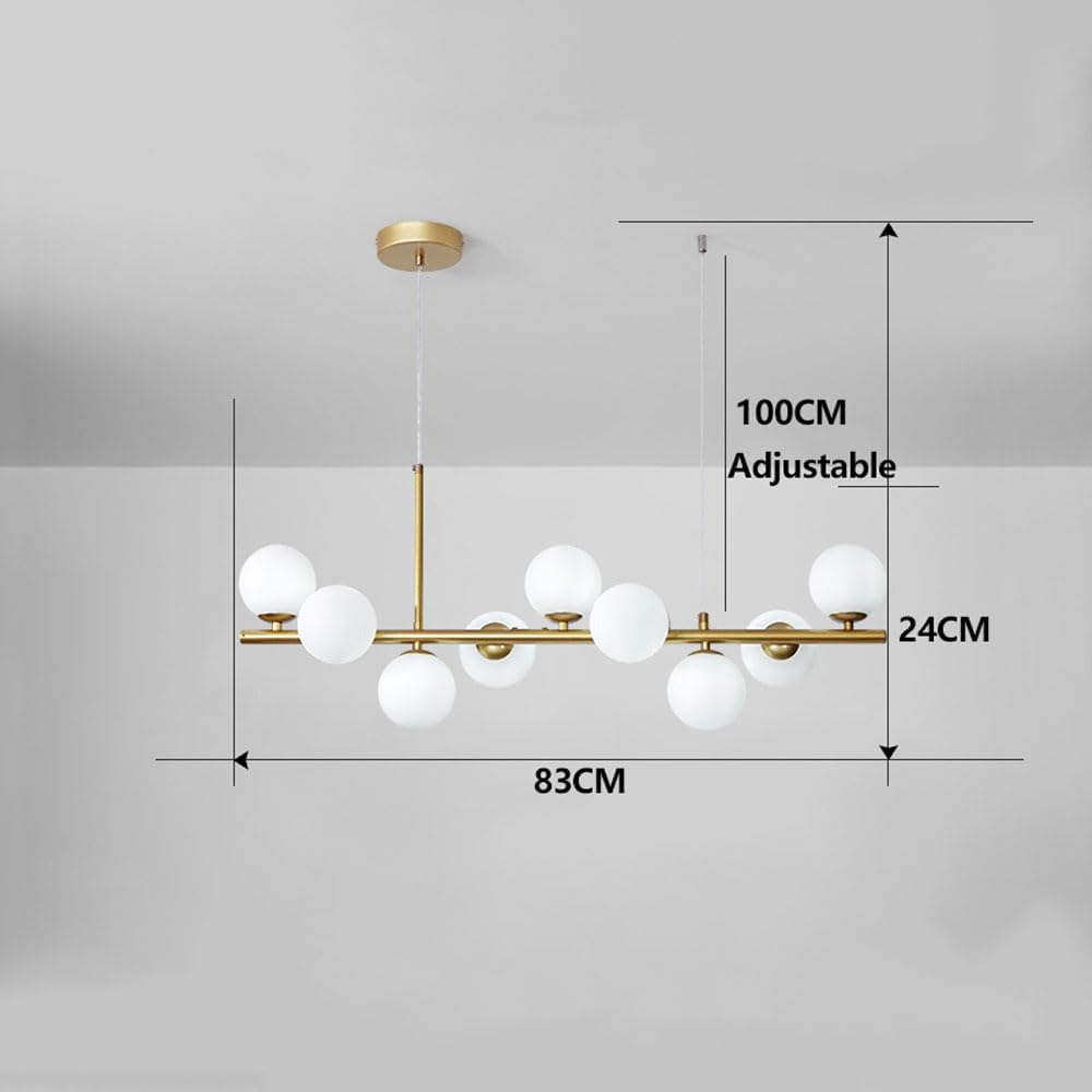 Modern Pendant Ceiling Lights 9 Lights Chandeliers Gold Semi Fixture Close to with White Globe Glass s for Living Room Dining Room Kitchen Lighting