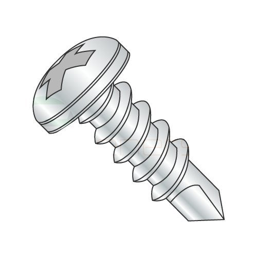 Self-Drilling Pan Head Phillips Screws, #12-14 x 1, Zinc Plated Steel, #3 Point BSD | Box of 3000
