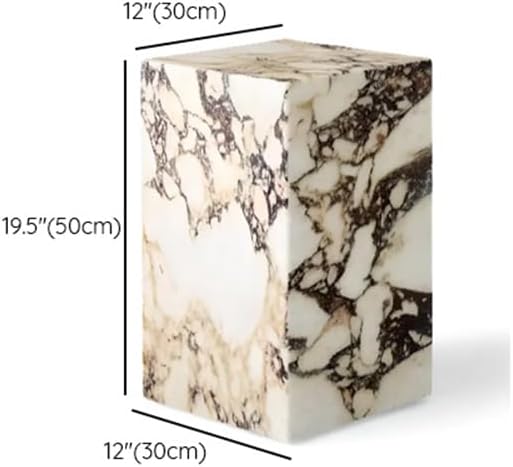 LITFAD Modern Style Coffee Table Marble Stone Side Table Rectangular Living Room Desk Tea Desk for Home Furniture, 12' L x 12' W x 19.5' H