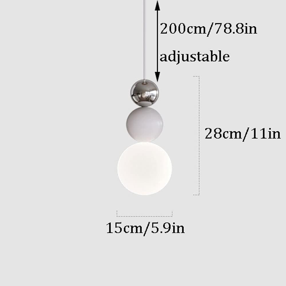 Bedside Pendant Light Creative Design Sense High Translucent Glass Lampshade Hanging Ceiling Lamp Fixture Adjustable Rope Three Balls Chandelier for Balcony Aisle Living Room Background Wall