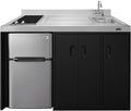 Summit Appliance CK54SINKR 54' Wide All-In-One Kitchenette, Stainless Steel Sink and Faucet, 2-door Refrigerator-freezer, 2-burner Smooth-top Cooktop, Indicator Lights, Storage Compartments
