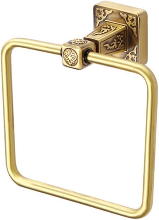 Bathroom Bath Towel Holder, Hand Towel Ring, 1PC Brass Towel Ring, European Style Antique Square Towel Rack Pendant Carved Towel Rack Hangers, Accessories Wall Mounted